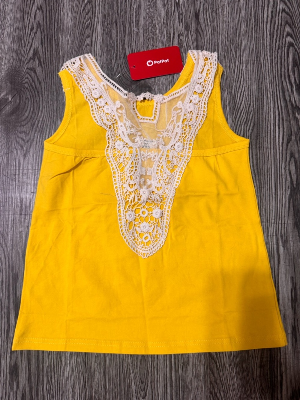 PatPat Bright Yellow Lace-Front Sleeveless Top